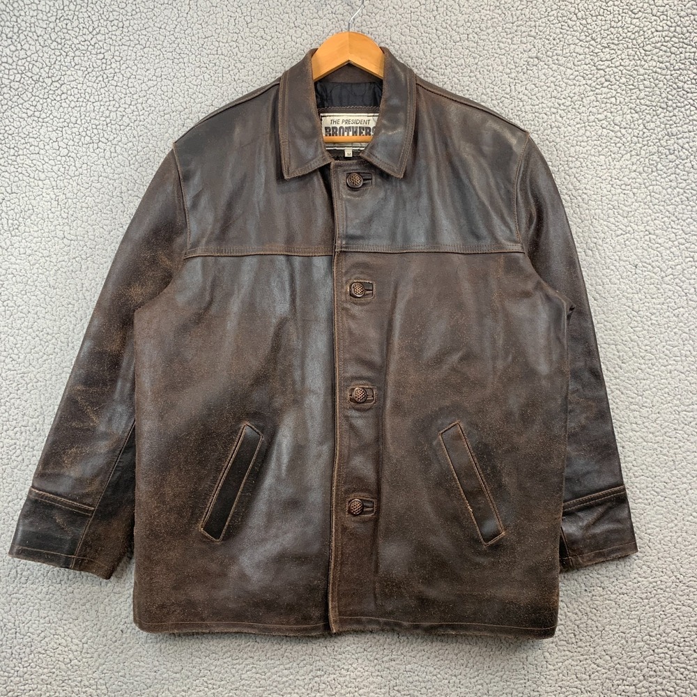 Vintage The President Brothers Brown Geniune Leather Jacket Brown Germany Size M